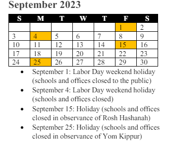 District School Academic Calendar for A. Henderson Elementary for September 2023