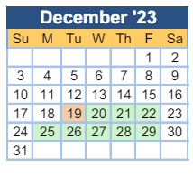 District School Academic Calendar for Lake Forest Hills Elementary School for December 2023