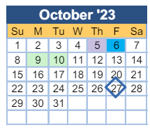 District School Academic Calendar for Lake Forest Hills Elementary School for October 2023