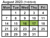 District School Academic Calendar for Thomas Jefferson High School for August 2023