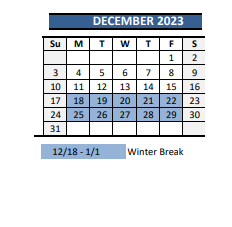 District School Academic Calendar for Ingraham High School for December 2023