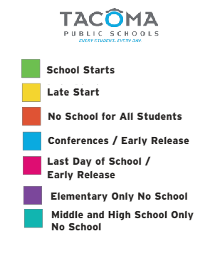 District School Academic Calendar Legend for Arlington