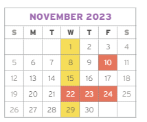 District School Academic Calendar for Crescent Heights for November 2023