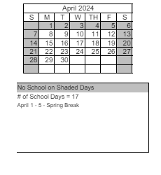 District School Academic Calendar for Florence Drake Elementary School for April 2024