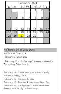 District School Academic Calendar for Ted Hunsberger Elementary School for February 2024