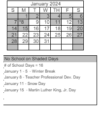 District School Academic Calendar for Roy Gomm Elementary School for January 2024