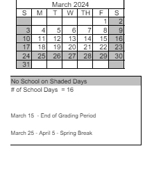 District School Academic Calendar for Florence Drake Elementary School for March 2024