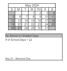 District School Academic Calendar for Ted Hunsberger Elementary School for May 2024