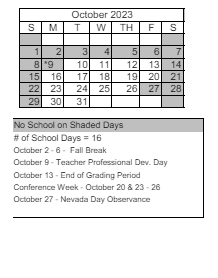 District School Academic Calendar for Bud Beasley Elementary School for October 2023