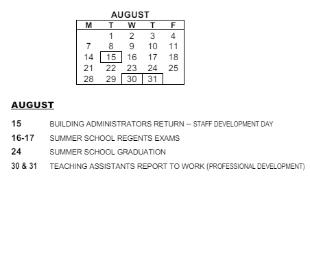 District School Academic Calendar for Roosevelt High School for August 2023