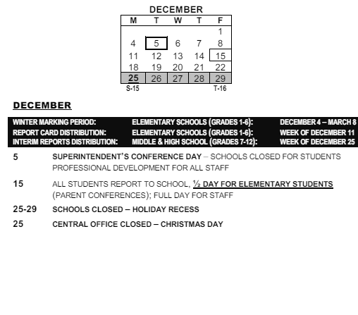 District School Academic Calendar for Roosevelt High School for December 2023