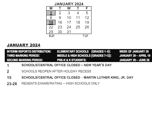 District School Academic Calendar for Roosevelt High School for January 2024