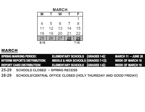 District School Academic Calendar for Roosevelt High School for March 2024