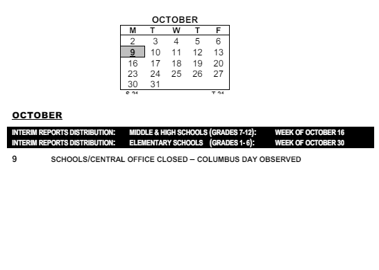 District School Academic Calendar for Roosevelt High School for October 2023