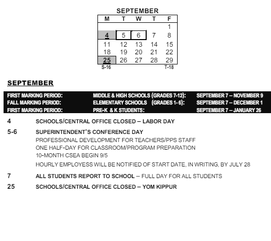 District School Academic Calendar for Roosevelt High School for September 2023