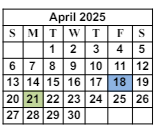 District School Academic Calendar for Allen Elementary School for April 2025
