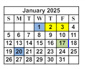 District School Academic Calendar for Allen Elementary School for January 2025
