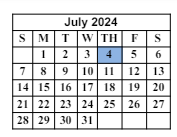 District School Academic Calendar for Allen Elementary School for July 2024