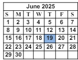 District School Academic Calendar for Allen Elementary School for June 2025
