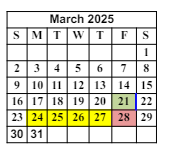 District School Academic Calendar for Allen Elementary School for March 2025