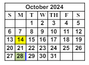 District School Academic Calendar for Allen Elementary School for October 2024