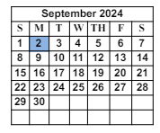 District School Academic Calendar for Allen Elementary School for September 2024
