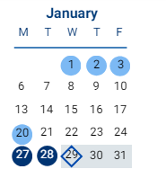 District School Academic Calendar for Deep Creek High for January 2025