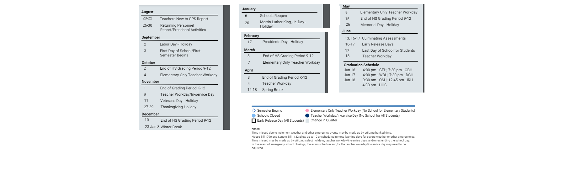 District School Academic Calendar Key for Deep Creek High