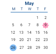 District School Academic Calendar for Deep Creek Middle for May 2025