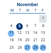 District School Academic Calendar for Southwestern ELEM. for November 2024