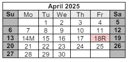 District School Academic Calendar for College Hill Elementary School for April 2025