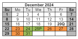 District School Academic Calendar for College Hill Elementary School for December 2024