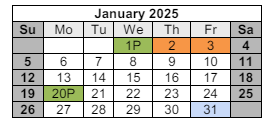 District School Academic Calendar for College Hill Elementary School for January 2025