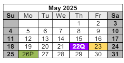 District School Academic Calendar for Pleasant Hill Elementary School for May 2025