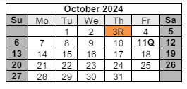 District School Academic Calendar for College Hill Elementary School for October 2024