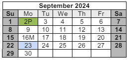 District School Academic Calendar for Pleasant Hill Elementary School for September 2024