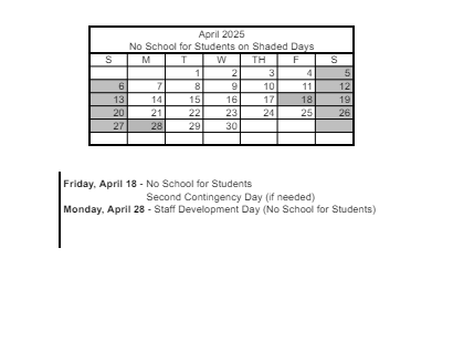 District School Academic Calendar for O. K. Adcock Elementary School for April 2025