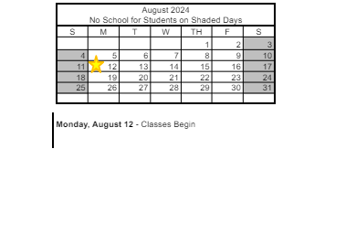 District School Academic Calendar for John R. Hummel Elementary School for August 2024