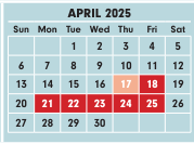 District School Academic Calendar for Binns At Stockbridge for April 2025