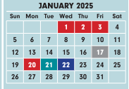 District School Academic Calendar for Binns At Stockbridge for January 2025