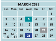 District School Academic Calendar for Binns At Stockbridge for March 2025