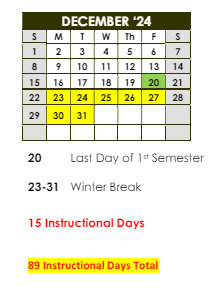 District School Academic Calendar for Cross Keys High School for December 2024