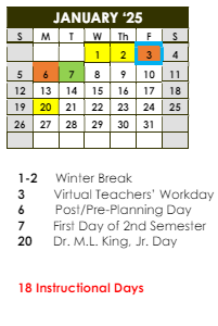 District School Academic Calendar for Cross Keys High School for January 2025