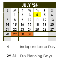 District School Academic Calendar for Cross Keys High School for July 2024