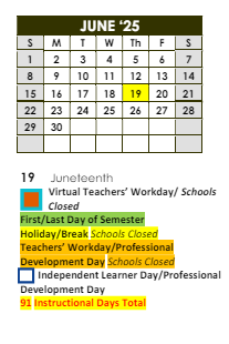District School Academic Calendar for Cross Keys High School for June 2025