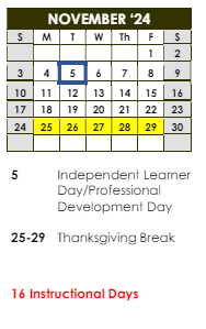 District School Academic Calendar for Cross Keys High School for November 2024