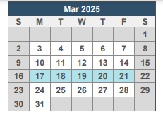 District School Academic Calendar for Brownsville Middle School for March 2025