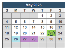 District School Academic Calendar for Blue Angels Elementary School for May 2025