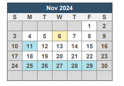 District School Academic Calendar for Jim C. Bailey Middle School for November 2024