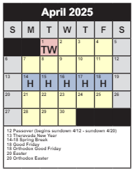 District School Academic Calendar for Greenbriar West ELEM. for April 2025